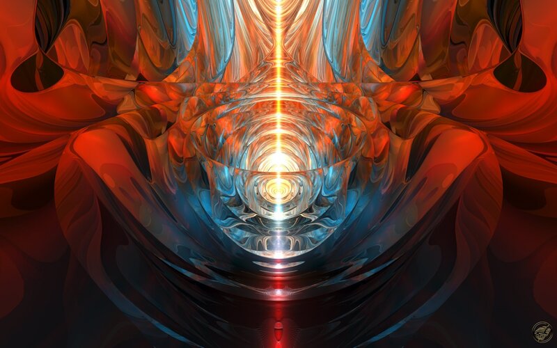 Abstract Tunnel of Light — Red, Dramatic