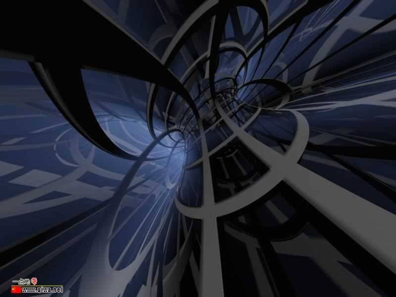 Abstract Tunnel Structure — Blue, Dark, 3d Render