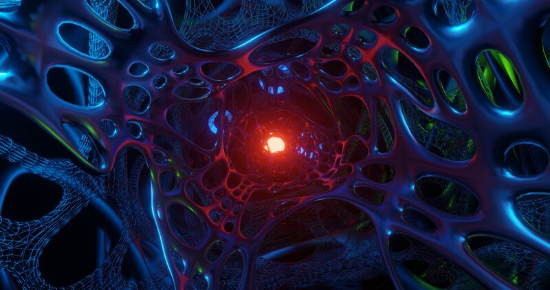 Abstract Tunnel Structure — Blue, Dark