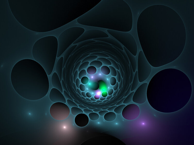 abstract tunnel with glowing spheres