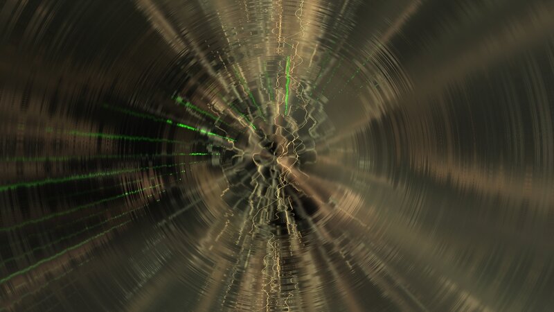 Abstract tunnel with green lines