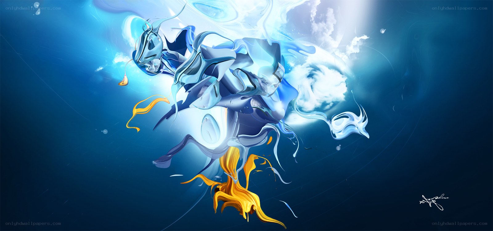 abstract water and fire art