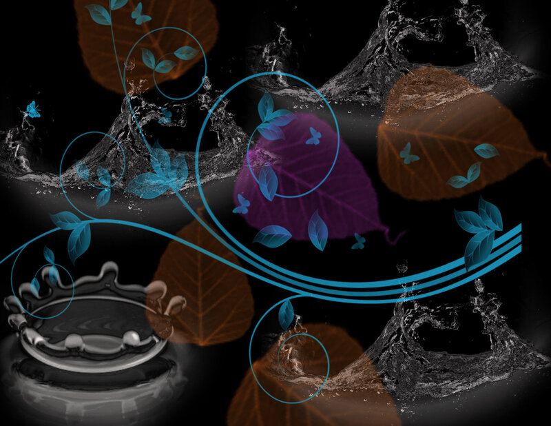 abstract water and leaf design