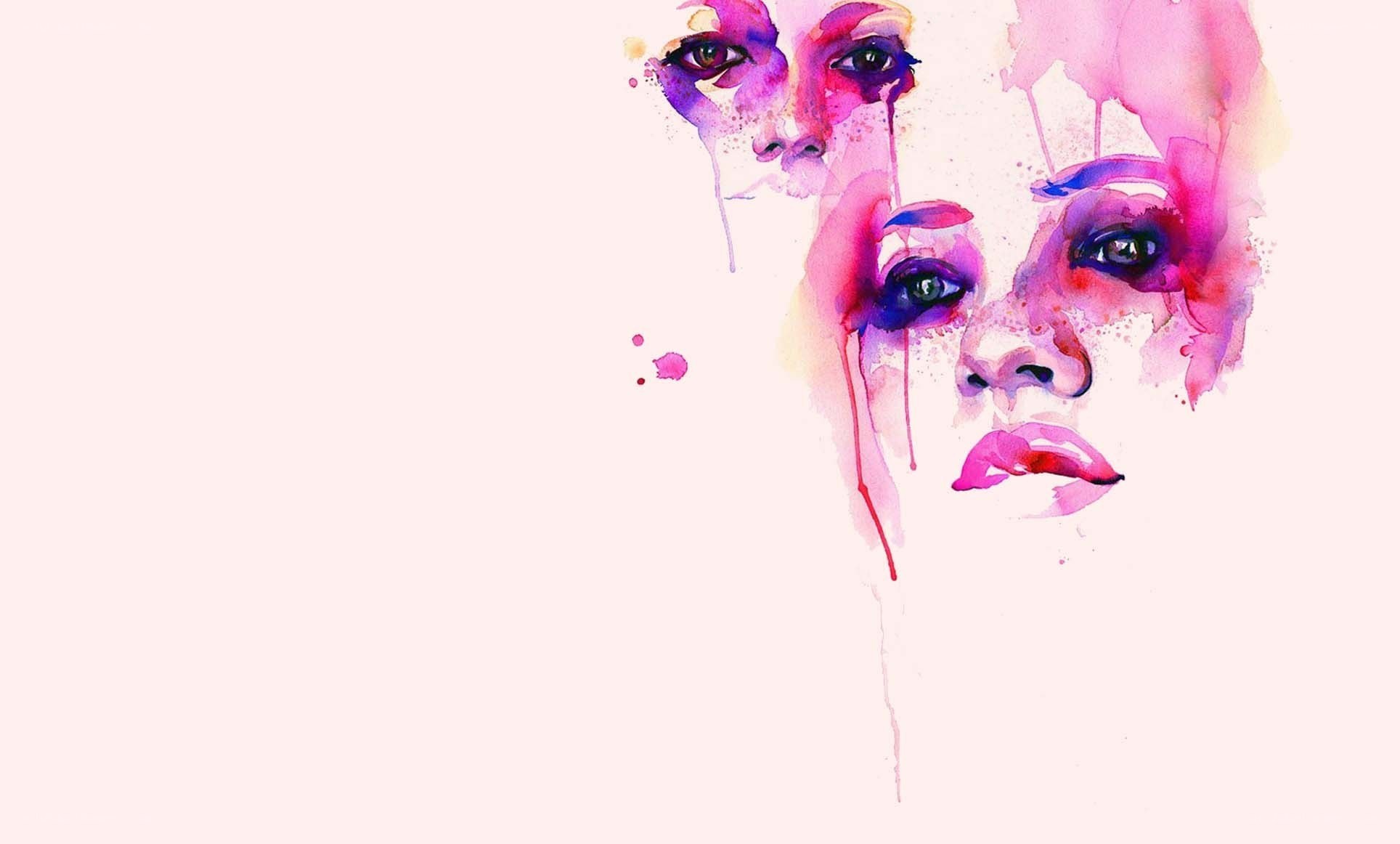 abstract watercolor face art