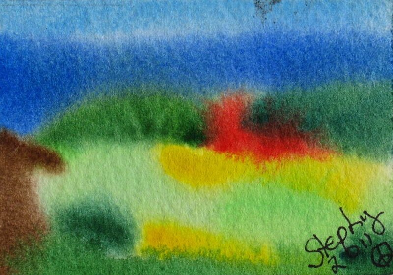 Abstract Watercolor Landscape — Blue