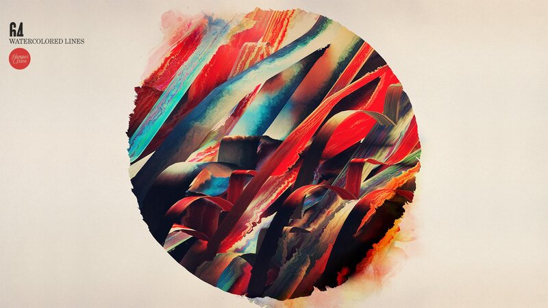 Abstract Watercolor Lines — Red, Dynamic, Digital Art, Circle