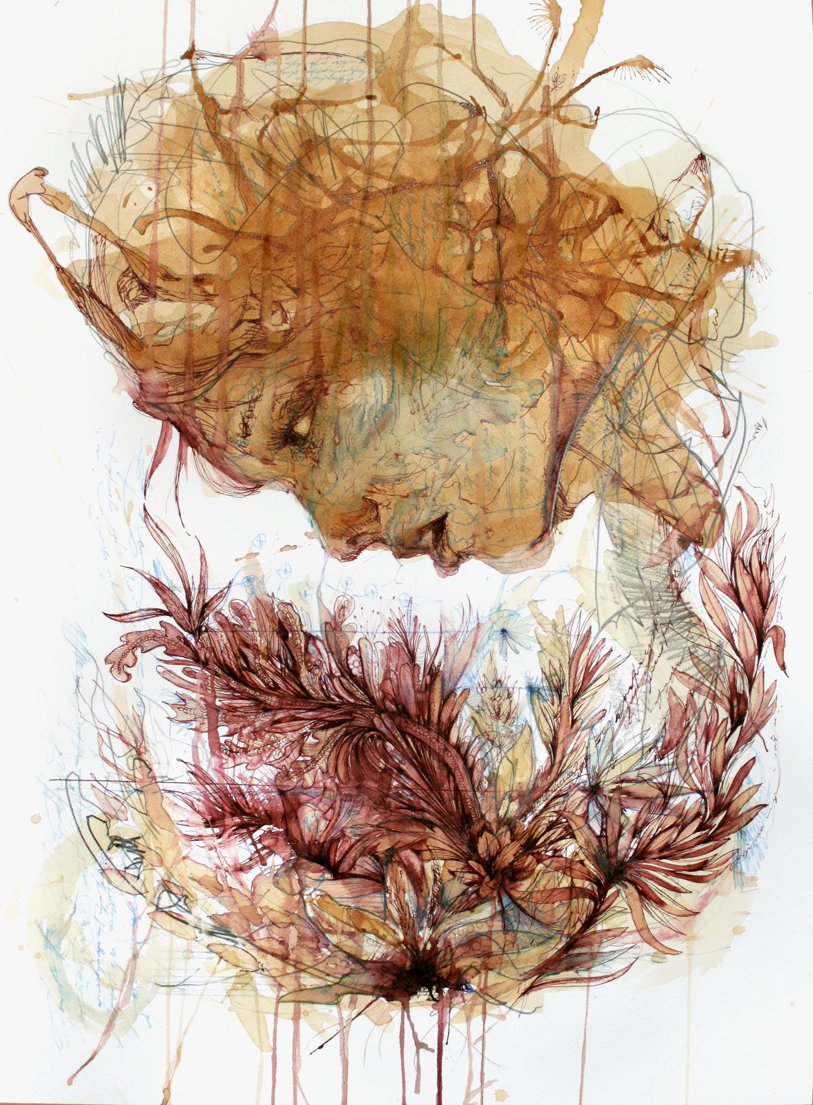 Abstract watercolor plant forms
