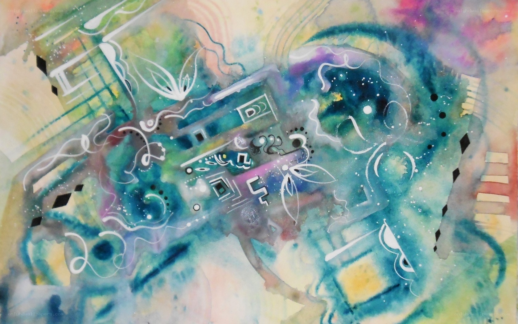 Abstract watercolor swirls