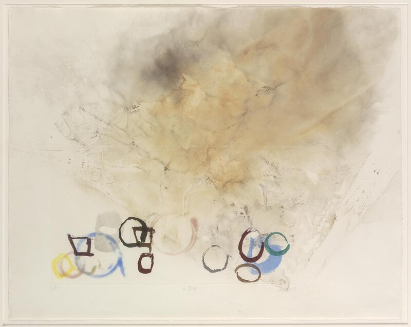 Abstract watercolor with geometric shapes