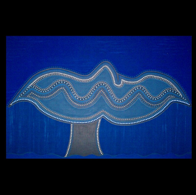 Abstract Wave Design — Blue, Calm, Painting