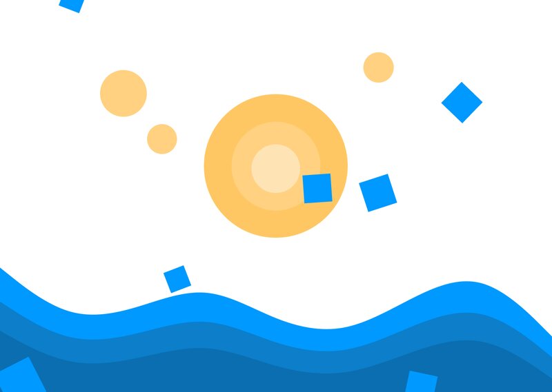 Abstract Wave Design — Blue, Calm, Vector Art, Circles