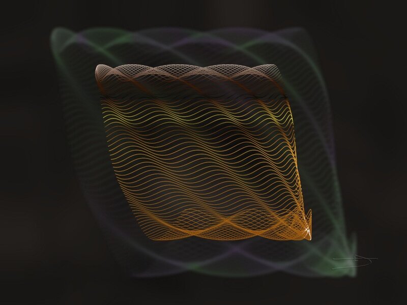 Abstract wave grid sculpture