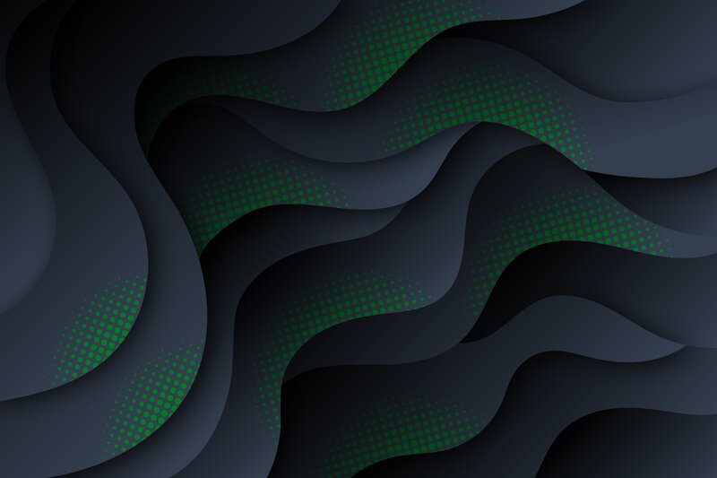 Abstract Wave Pattern — Black, Calm, Green Dots