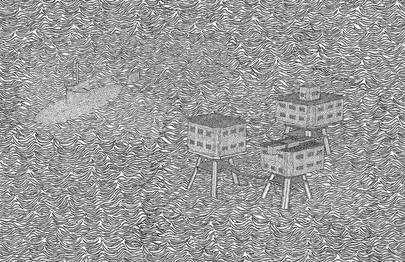 abstract wave pattern with structures