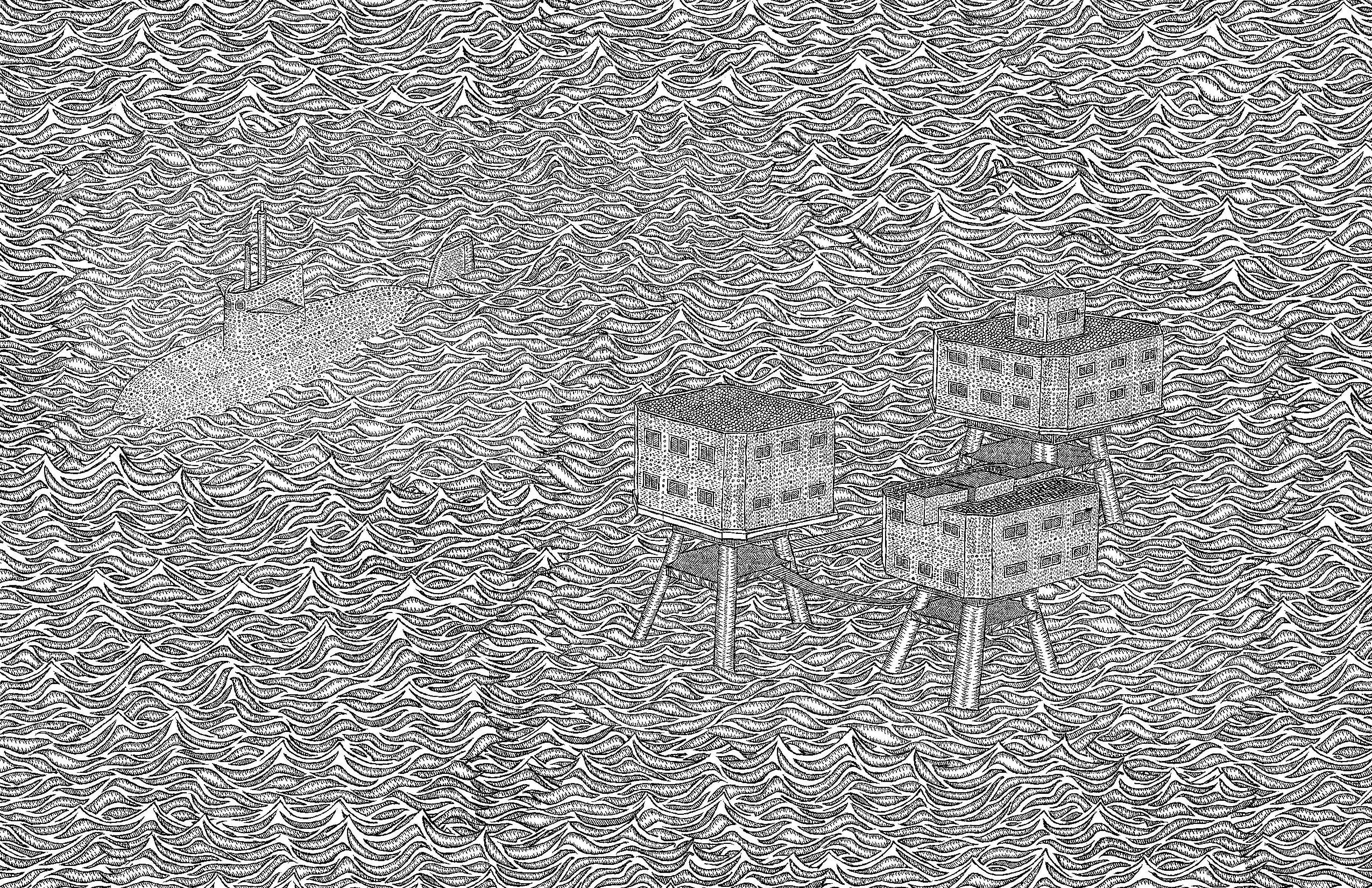 abstract wave pattern with structures