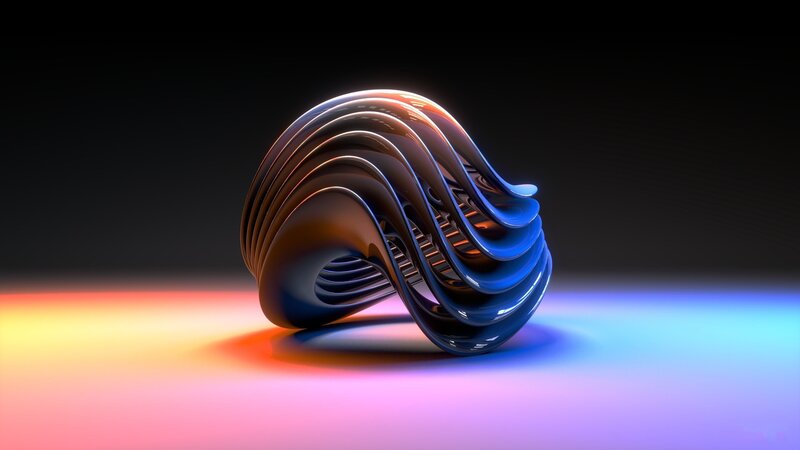 Abstract Wave Sculpture — Blue