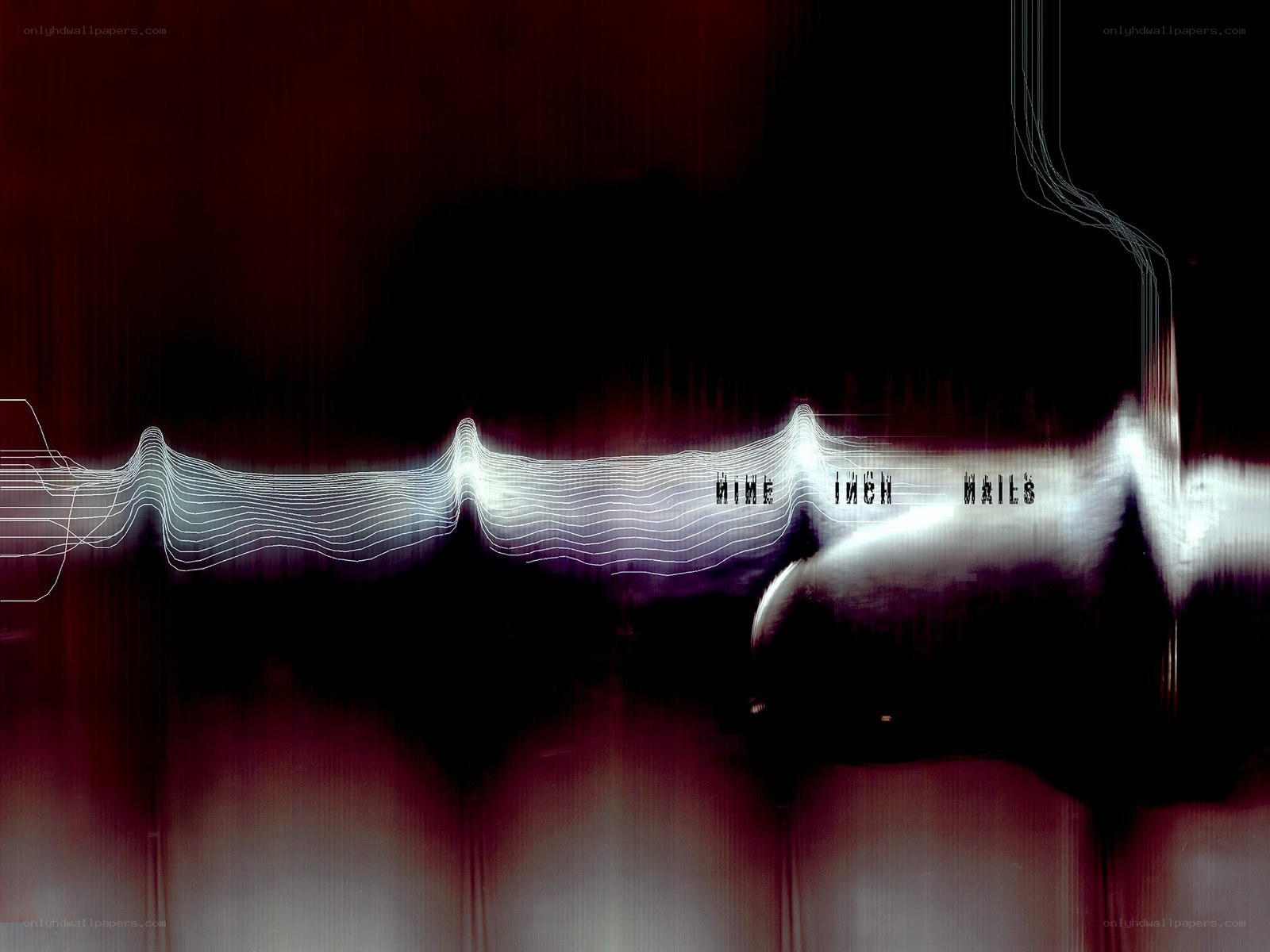 abstract waveform with text