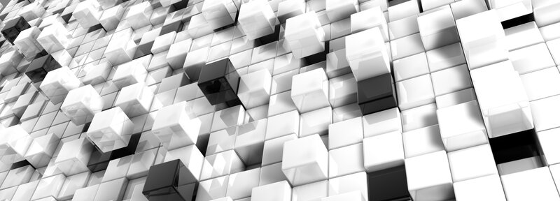 Abstract white and black cubes