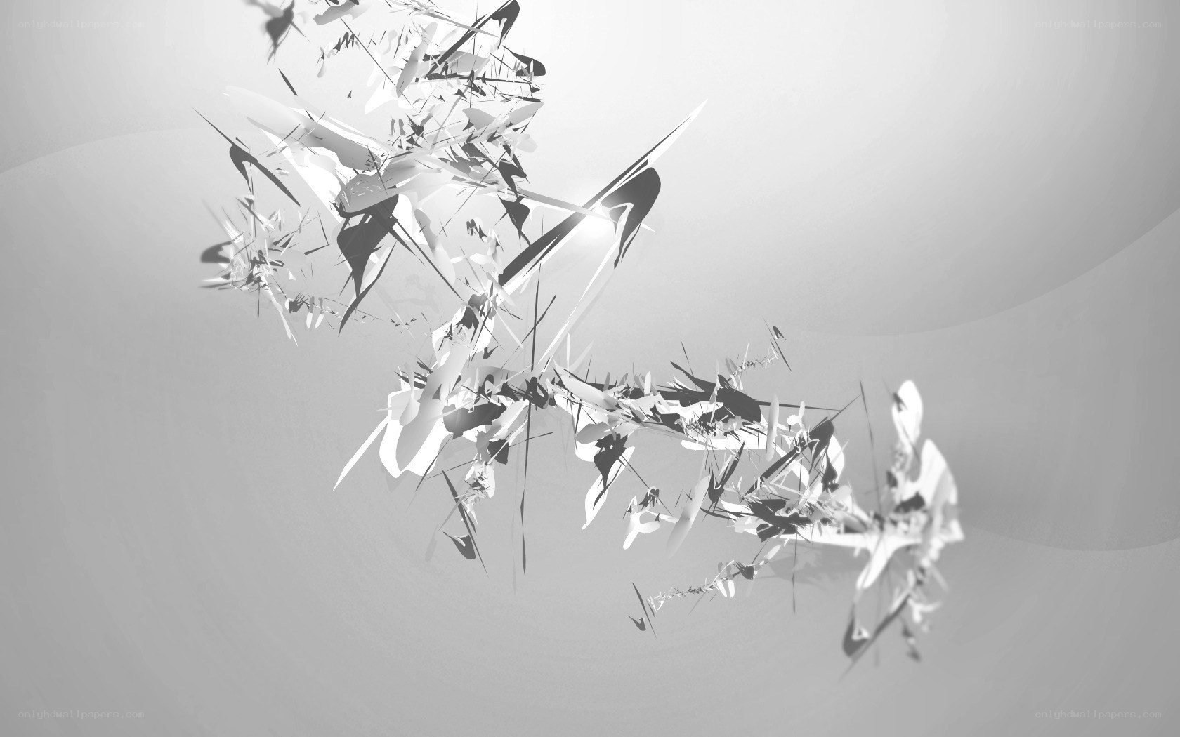 Abstract white and black shapes