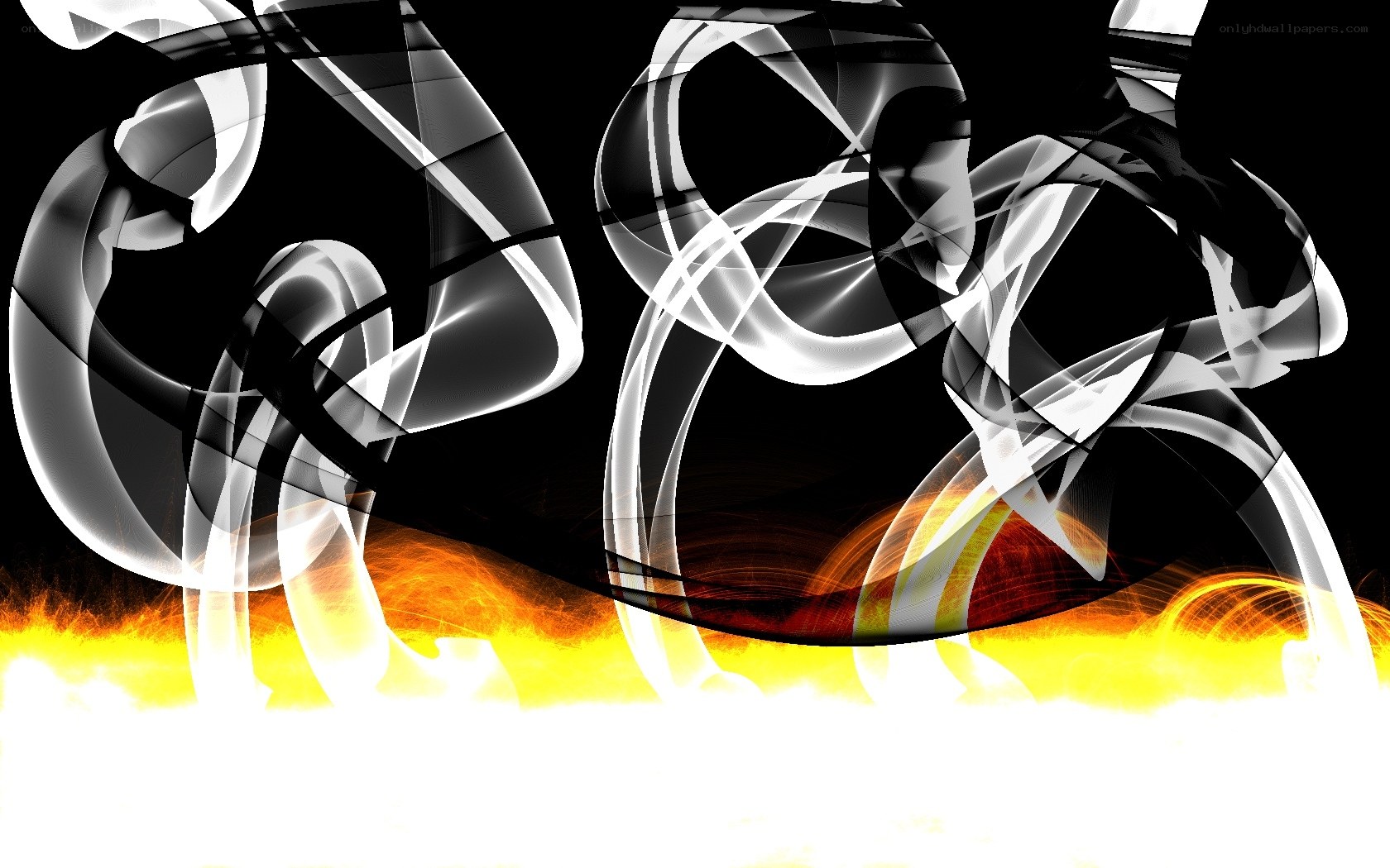 Abstract white and orange swirls