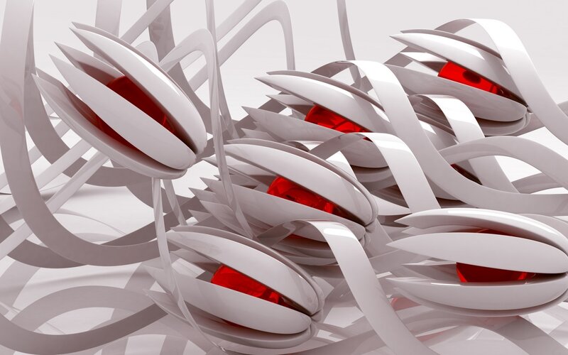 Abstract white and red sculpture