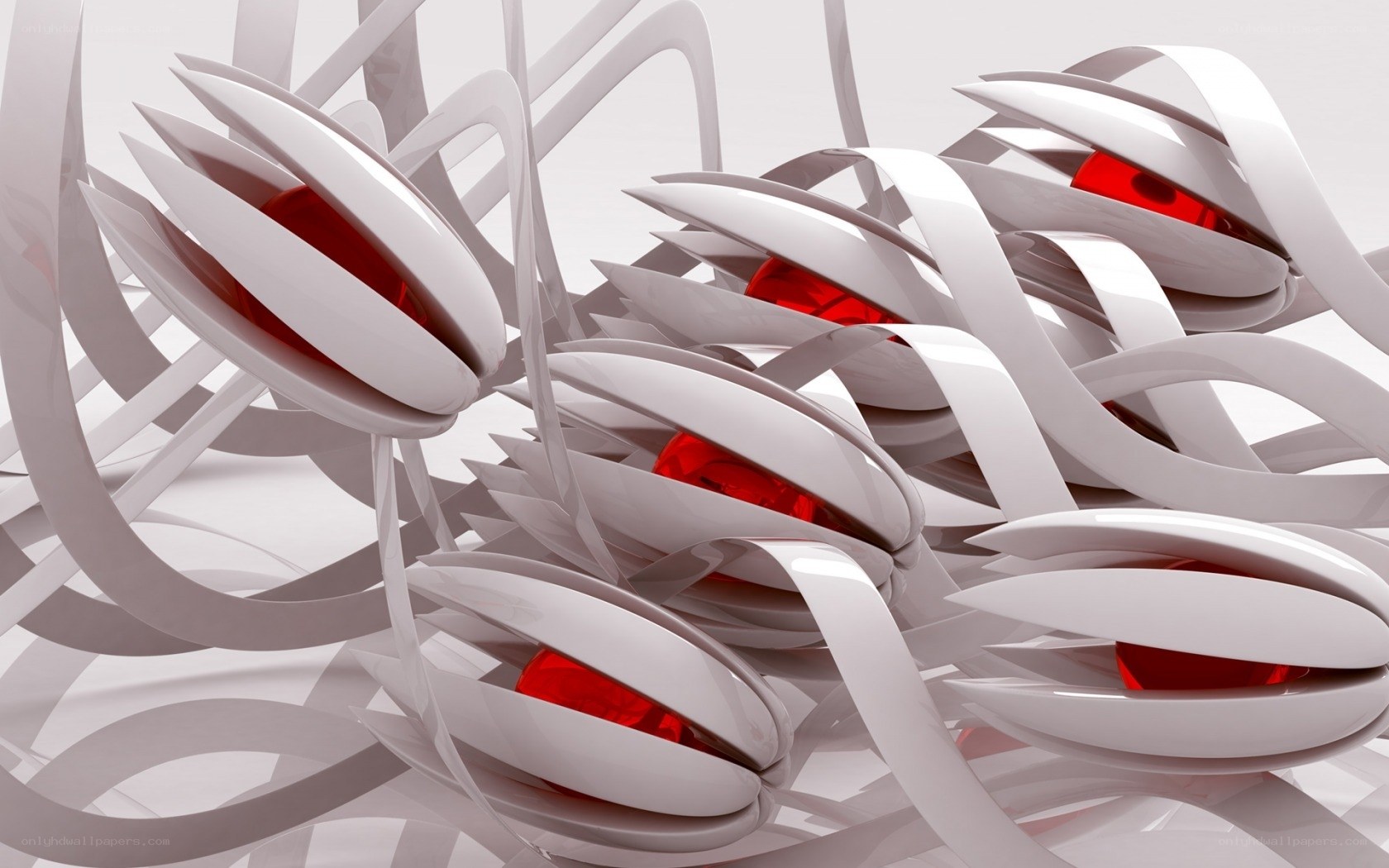 Abstract white and red sculpture