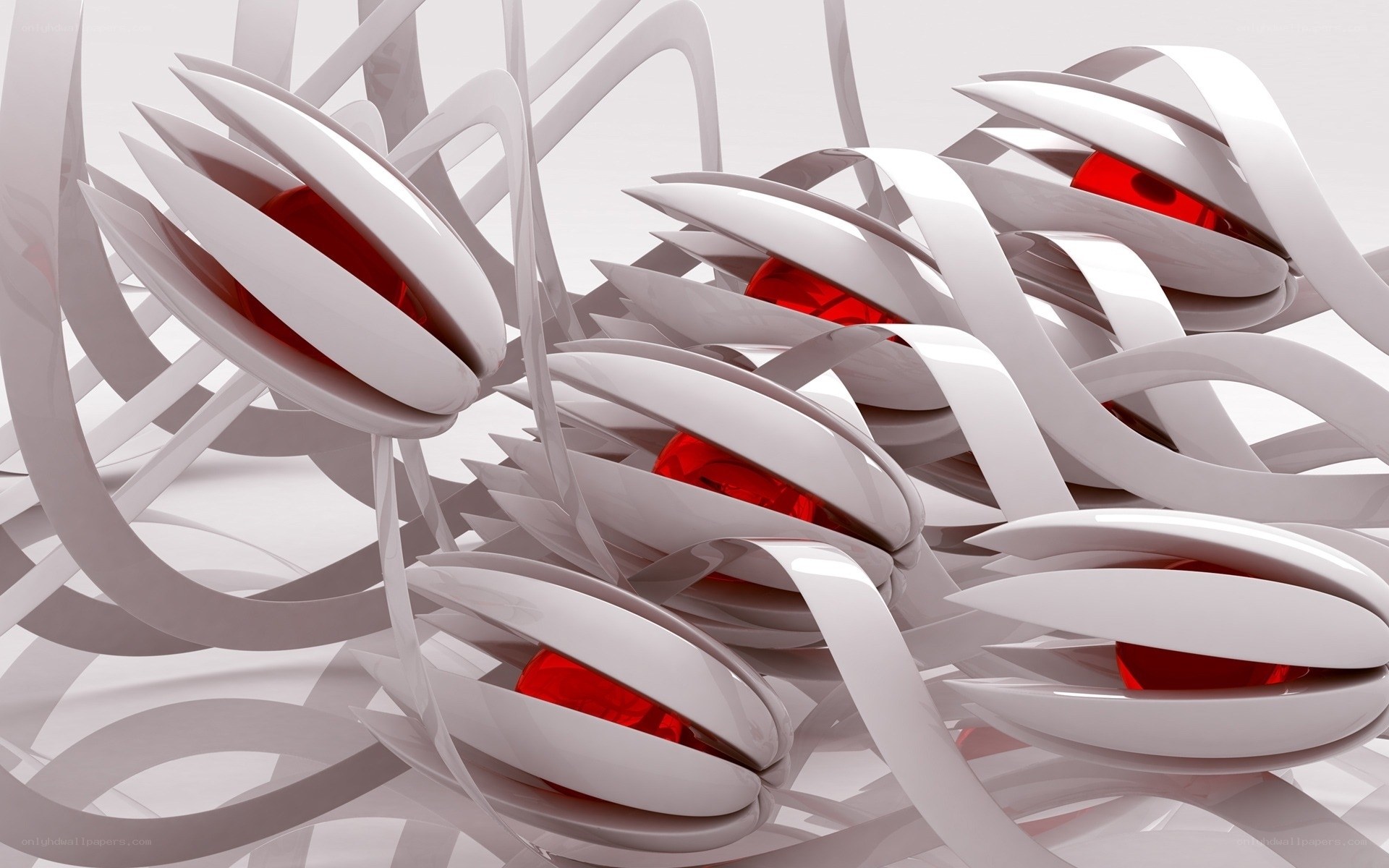 Abstract white and red sculpture