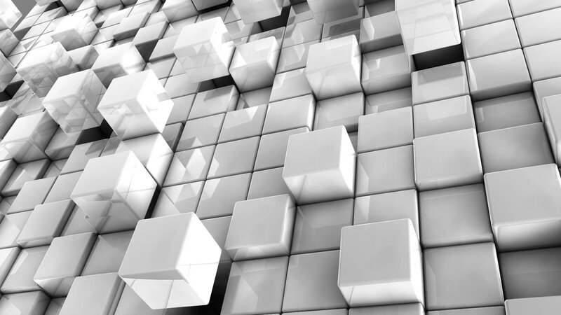 Abstract white cube structure