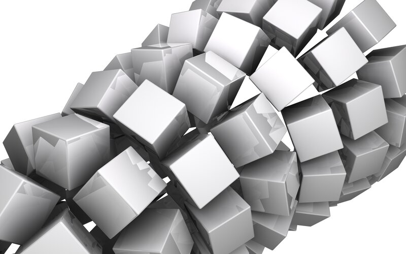 abstract white cubes cluster
