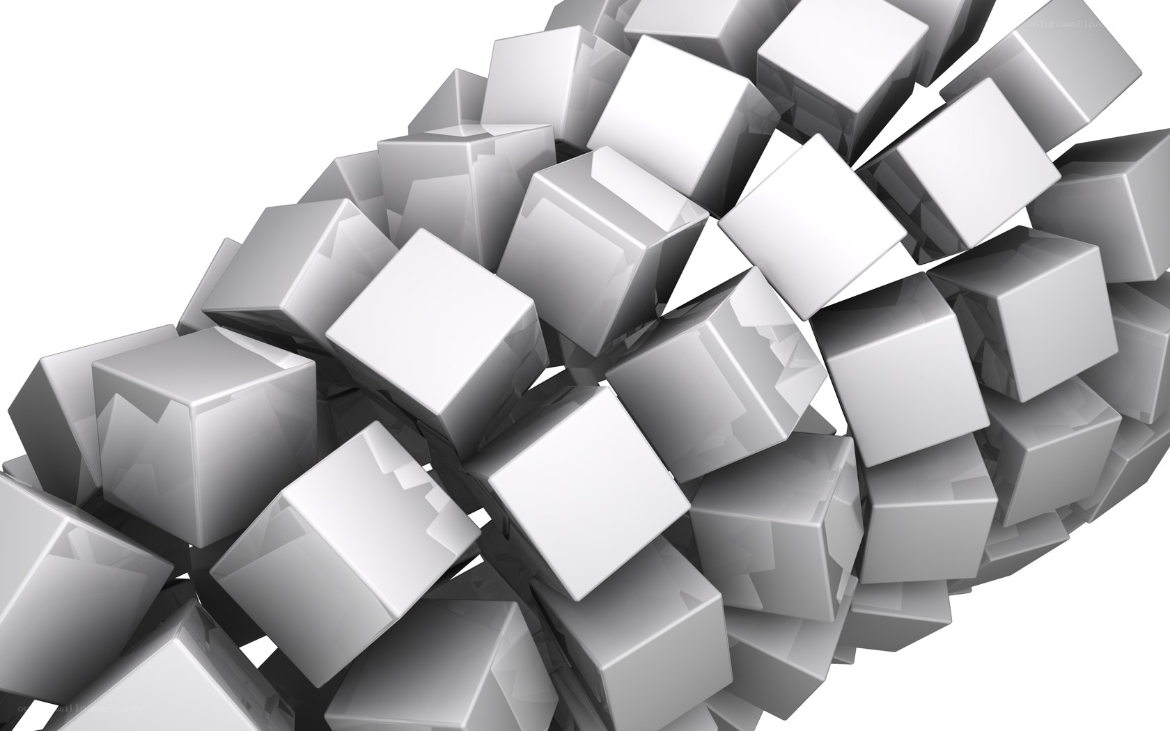 abstract white cubes cluster
