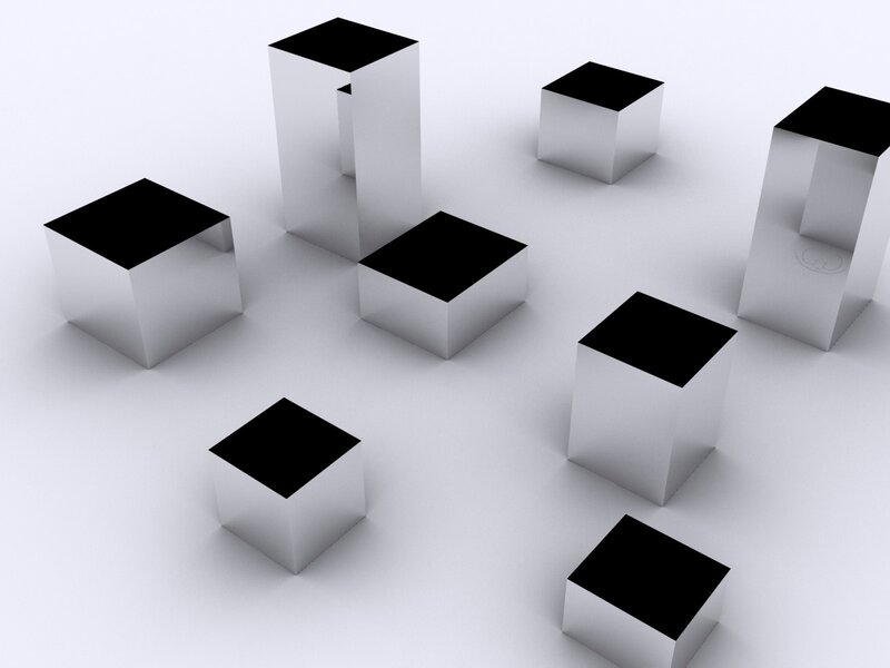abstract white cubes on a surface