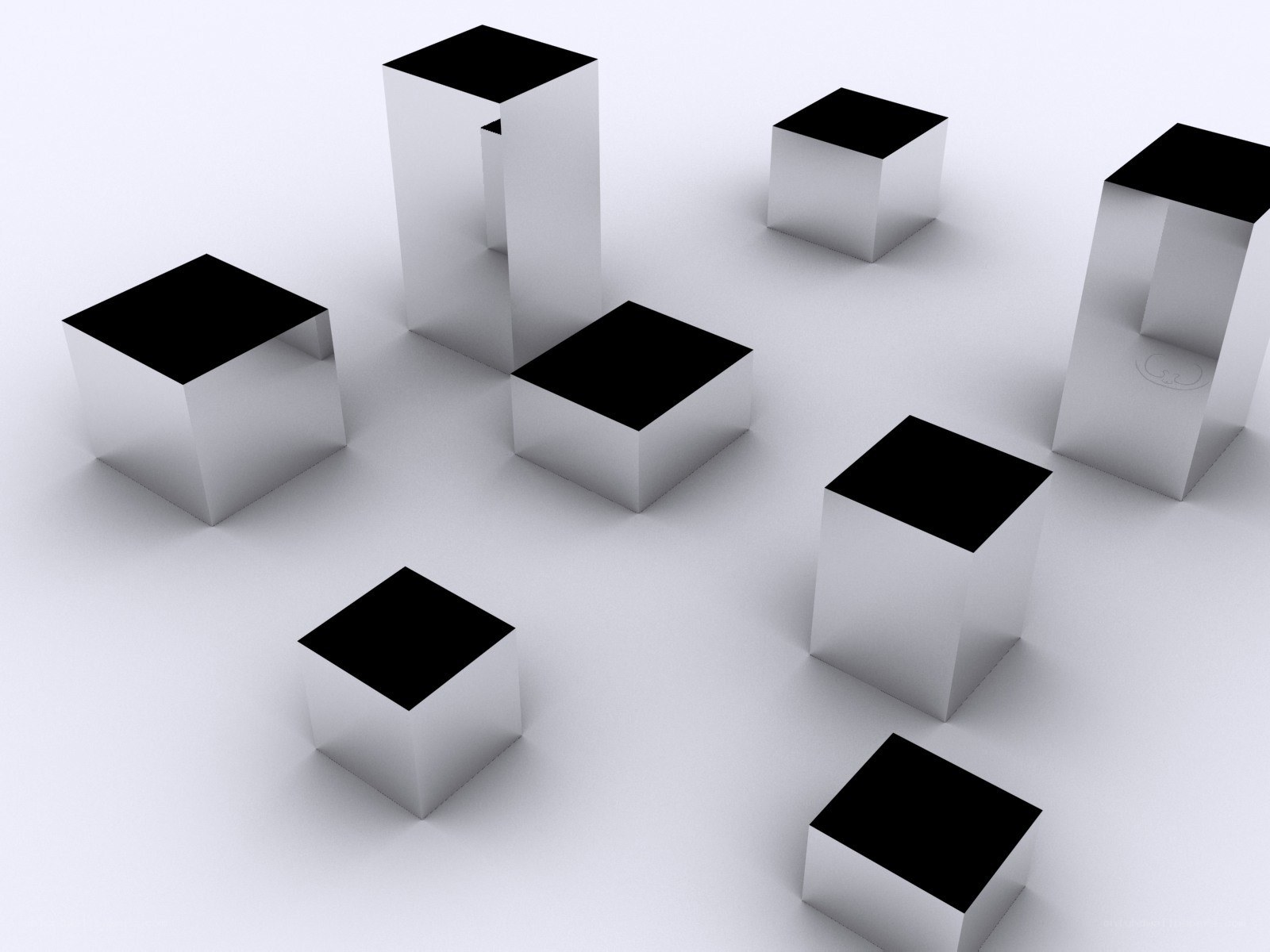 abstract white cubes on a surface