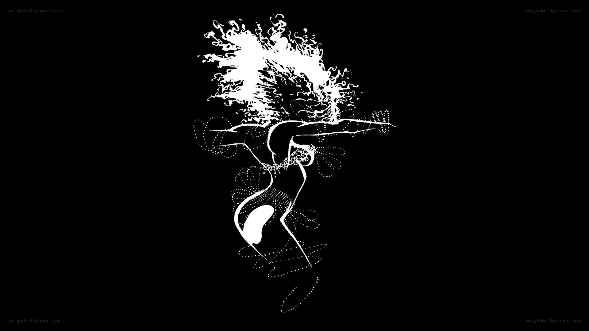 abstract white figure on black