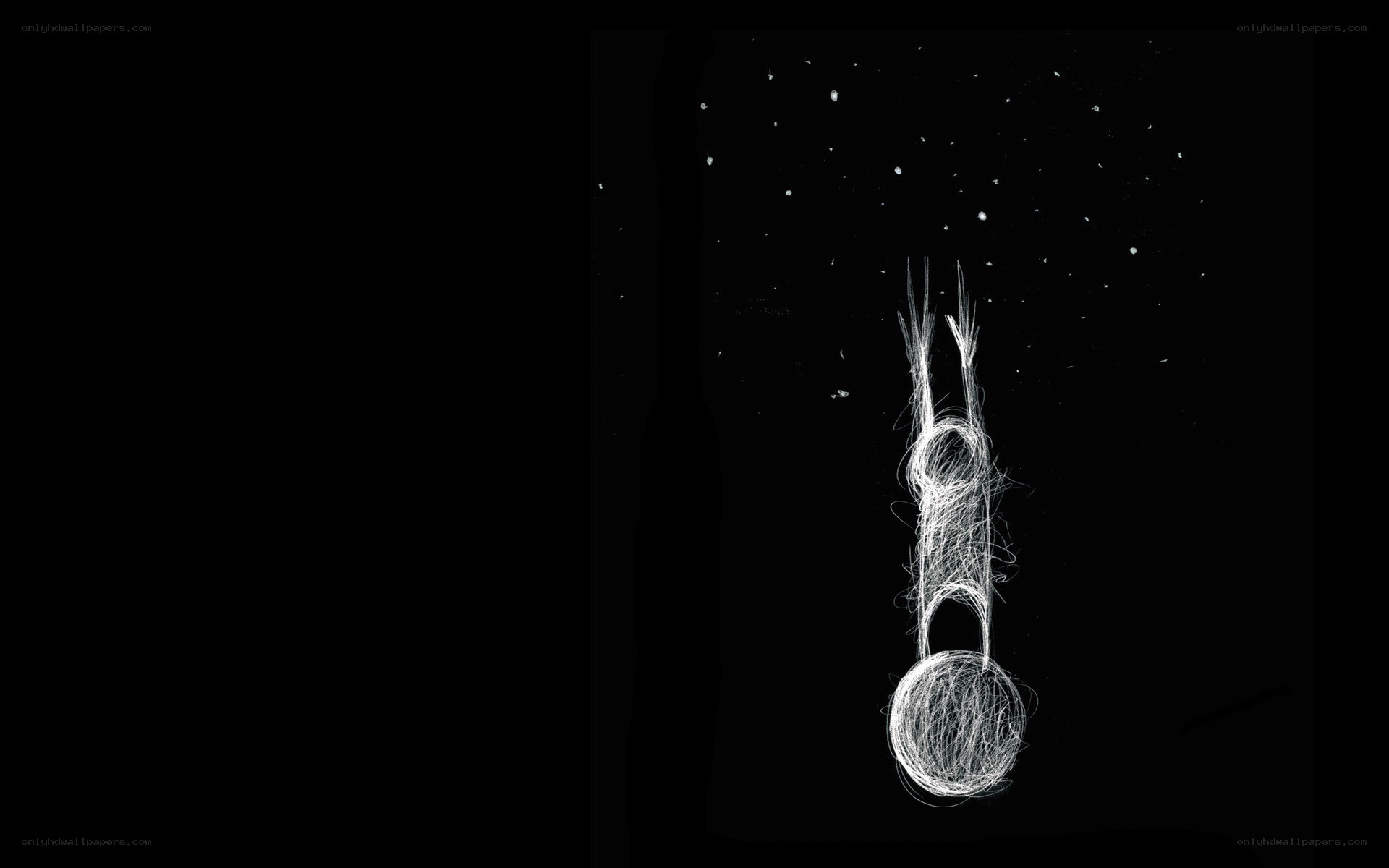 Abstract white figure on black