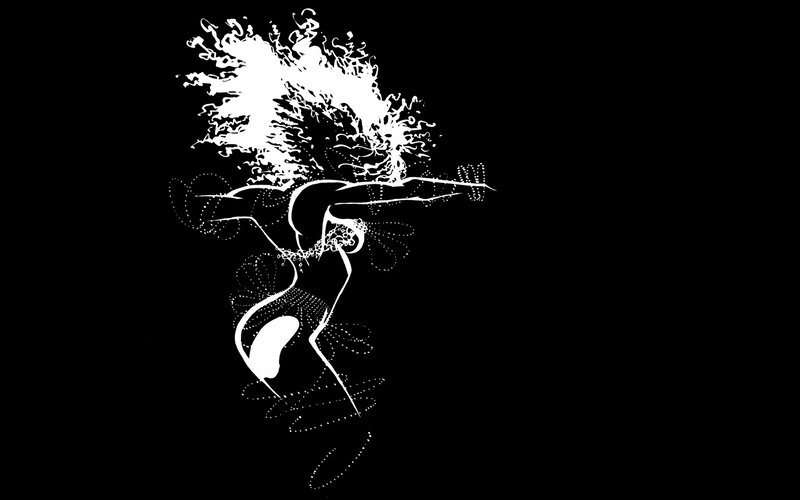 abstract white figure on black