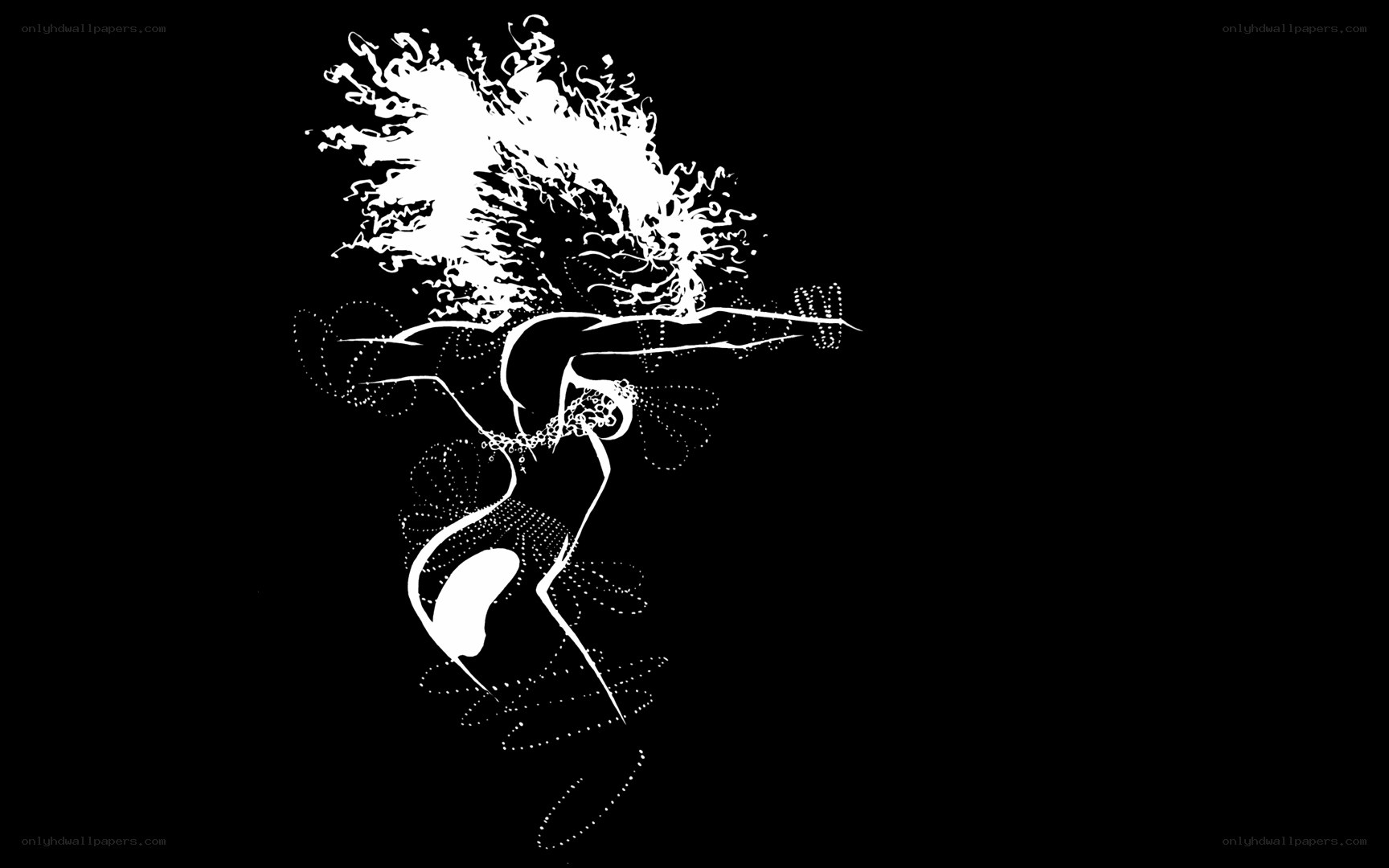 abstract white figure on black