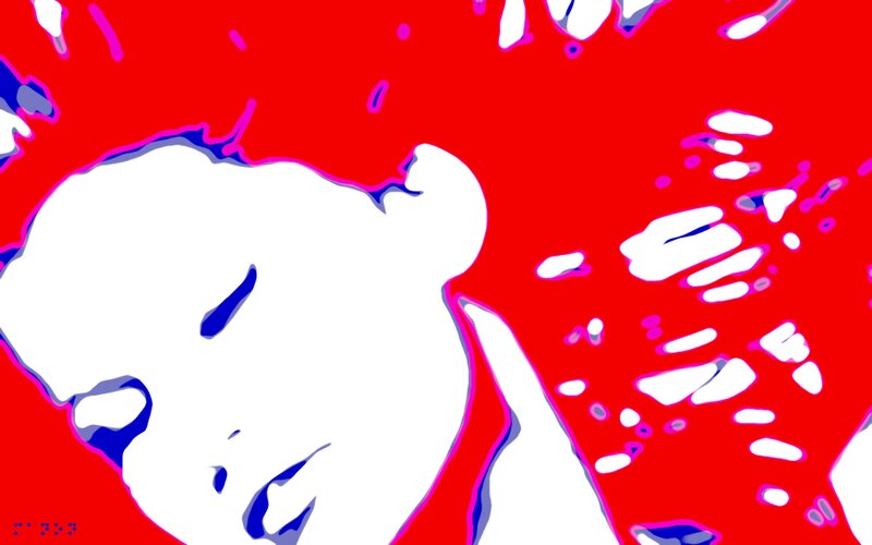 abstract white figure on red