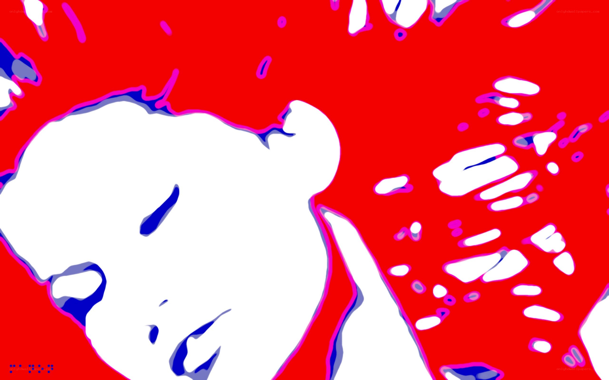 abstract white figure on red