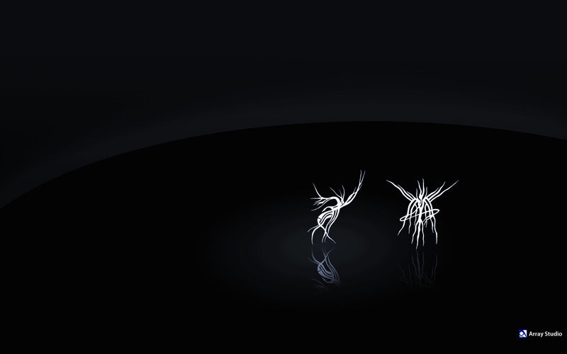 abstract white forms on black