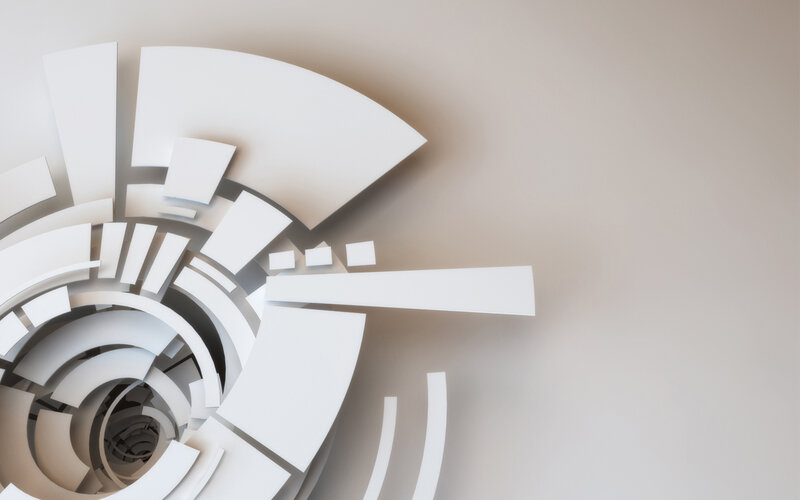 abstract white geometric sculpture