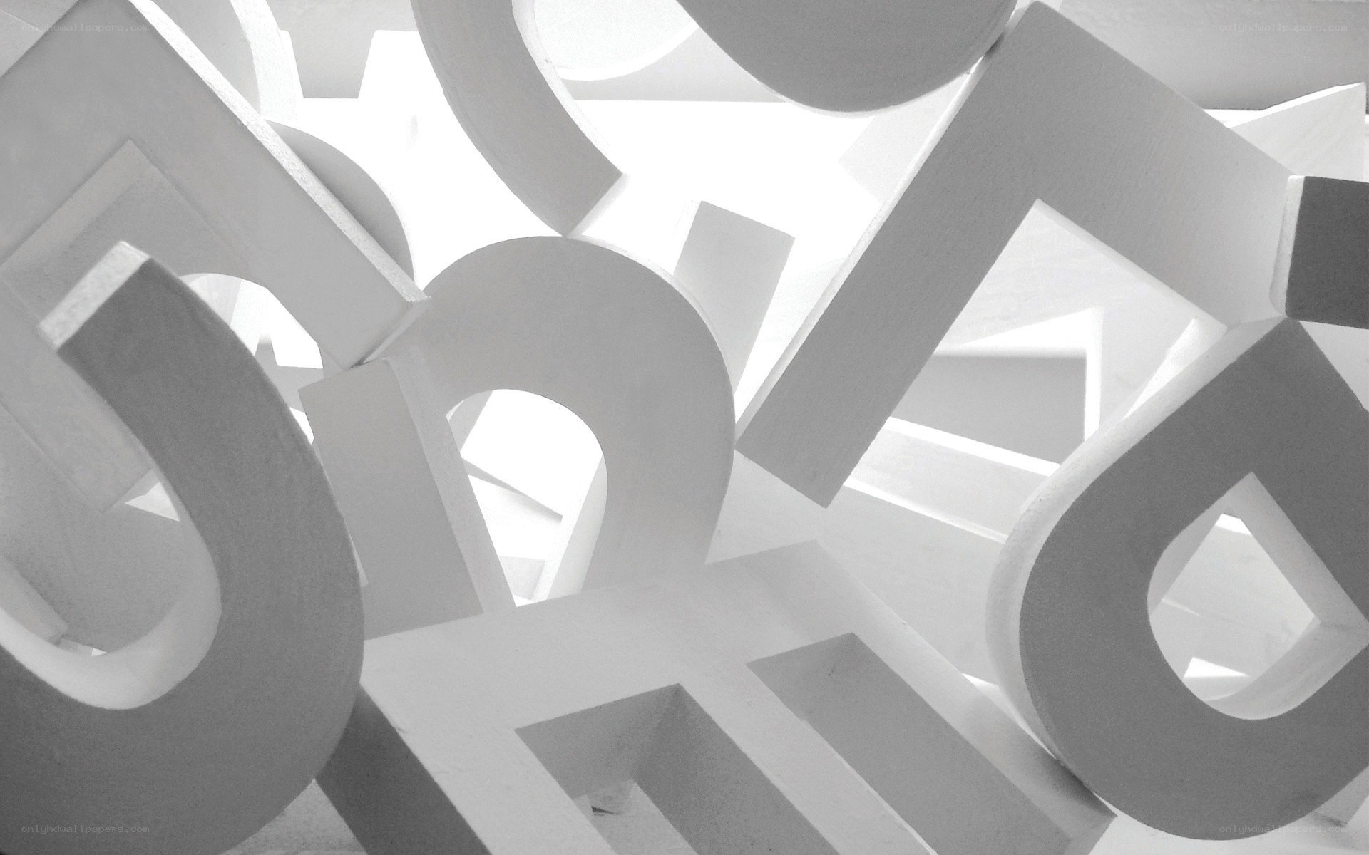 abstract white letter sculpture