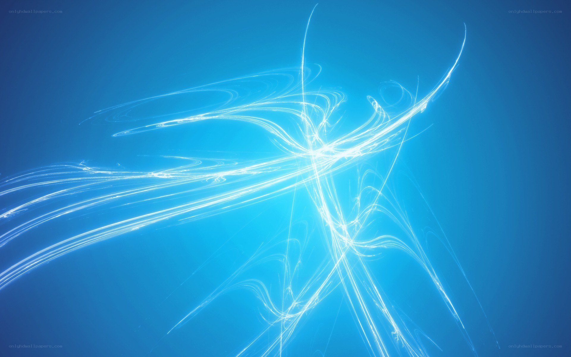 Abstract white light streaks on blue