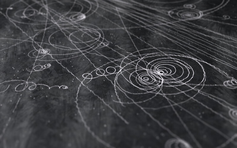 Abstract white line art on dark background