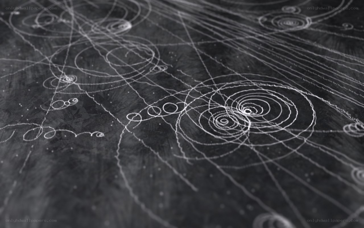 Abstract white line art on dark background