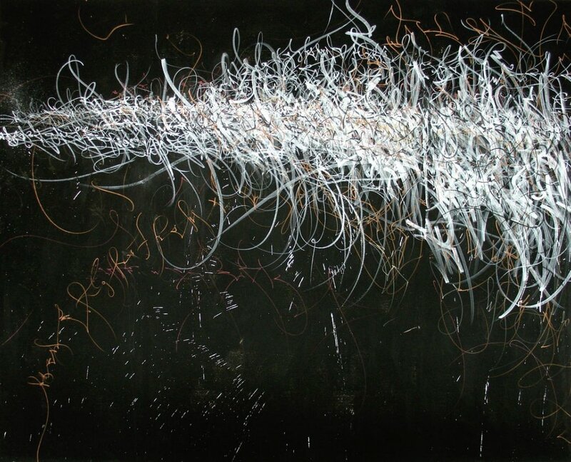 Abstract White Lines — Black, Dynamic, White Lines, Black Background