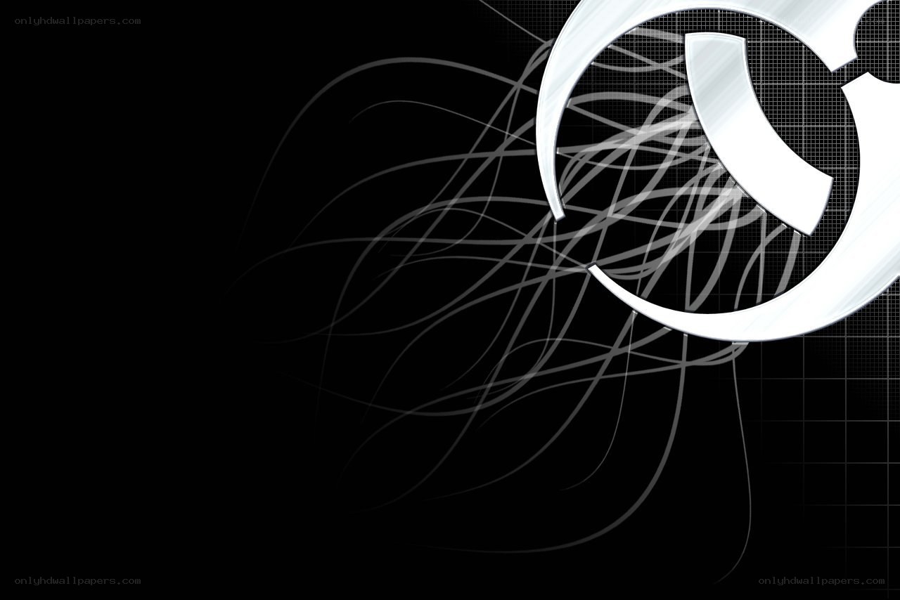 abstract white logo on black