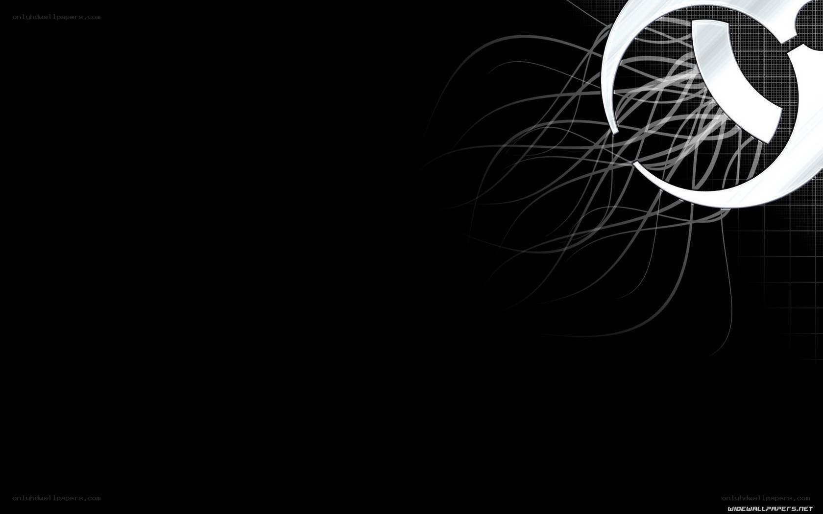 abstract white logo on black