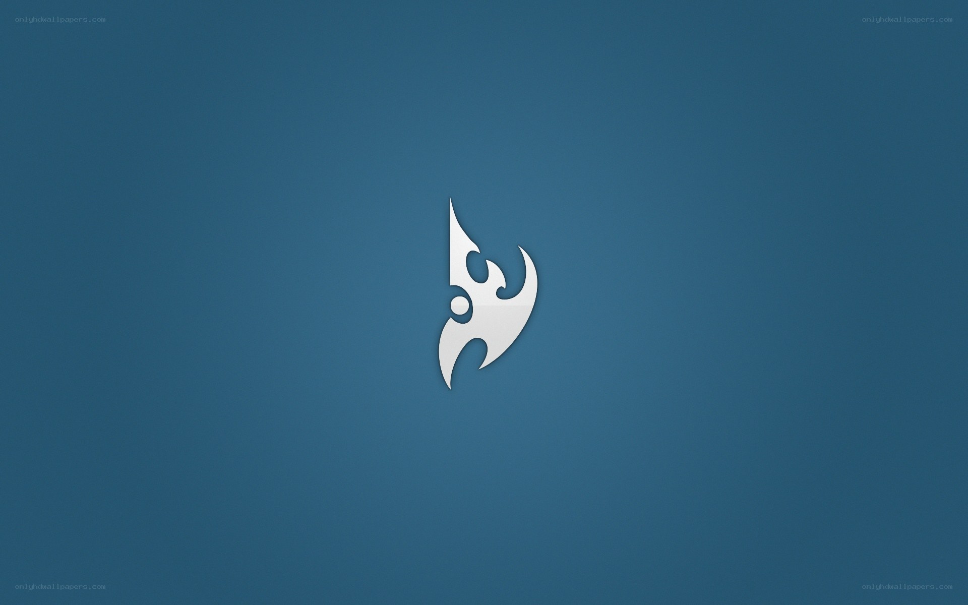 abstract white logo on blue