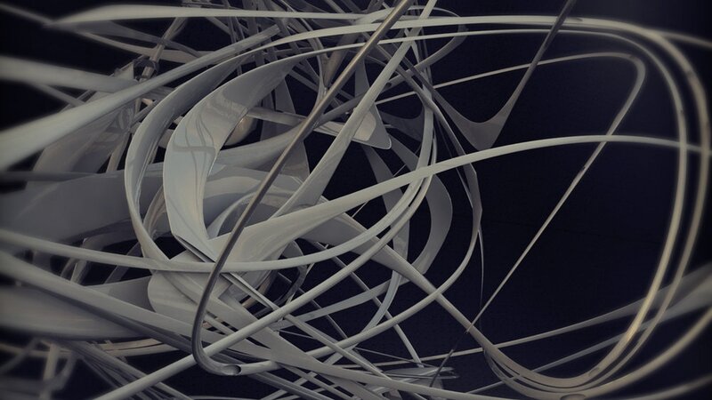 Abstract white ribbon sculpture
