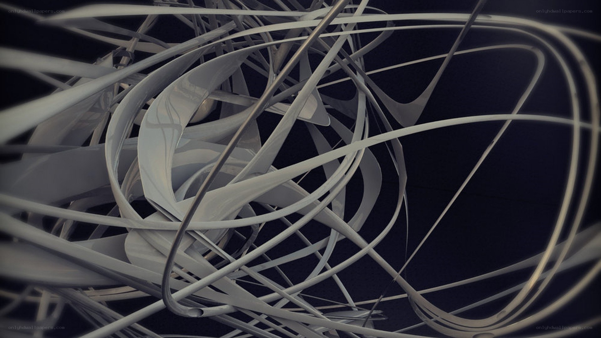 Abstract white ribbon sculpture